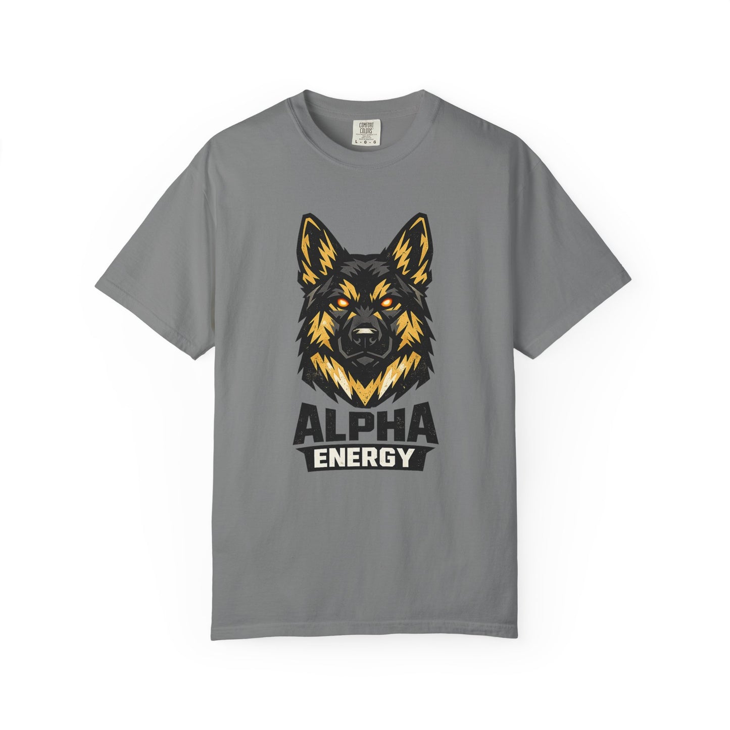 Alpha Energy German Shepherd Head T‑Shirt – Athletic Logo Dog Lover Tee | Bold Working Dog Graphic for Fitness & Streetwear | T‑Shirt