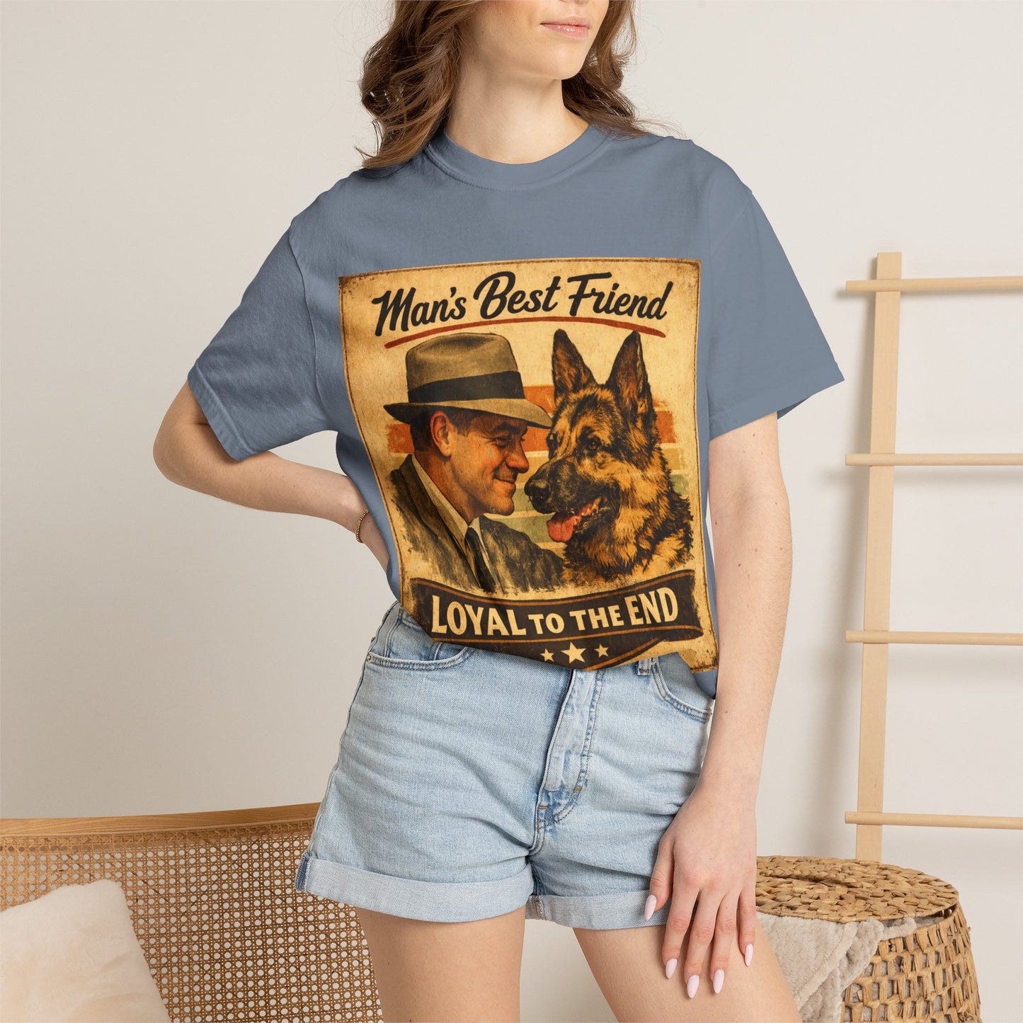 Man's Best Friend Loyal to the End T-shirt | Retro Dog Vintage Poster