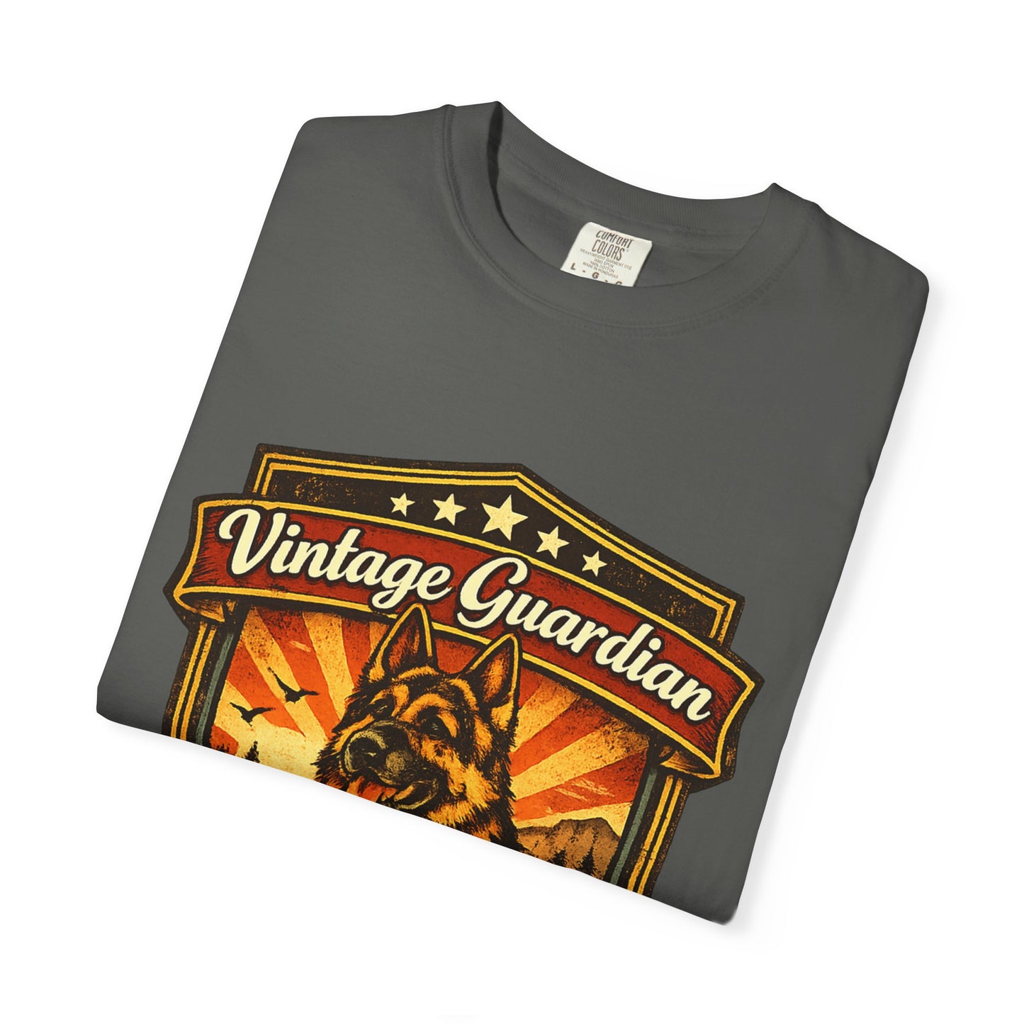 Vintage Guardian German Shepherd T-Shirt | Dog Badge Shield Design