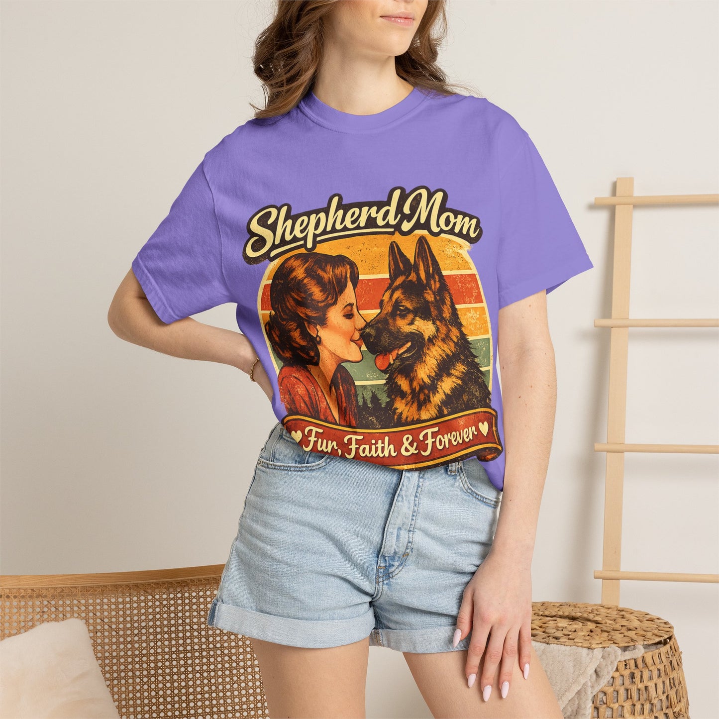 Shepherd Mom Vintage Portrait T-Shirt | German Shepherd Mom Tee