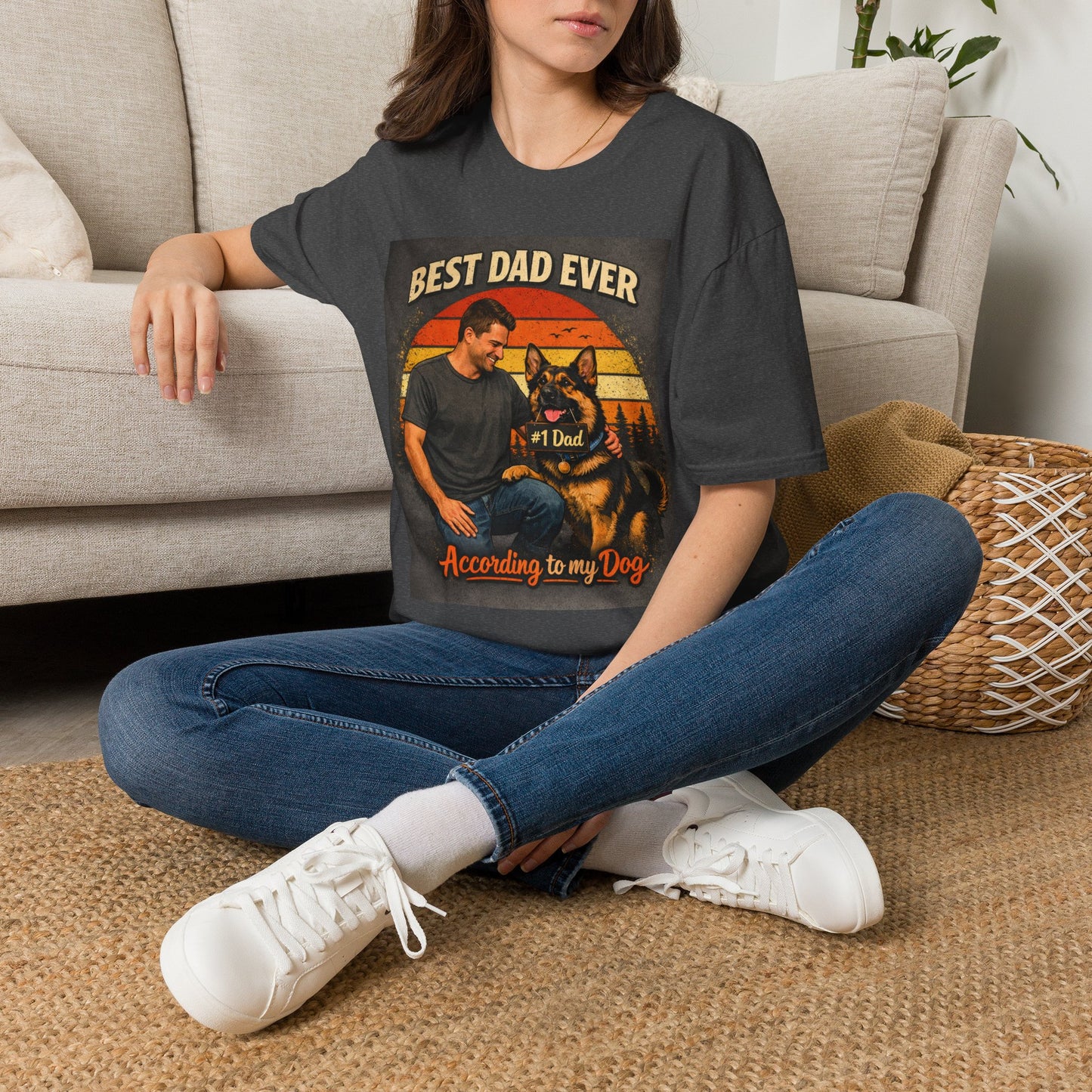 Best Dad Ever According to My Dog Shirt | German Shepherd Father’s Day Gift | Dog Dad Tee | #1 Dad Funny Pet Lover Shirt | Gildan 64000 Softstyle