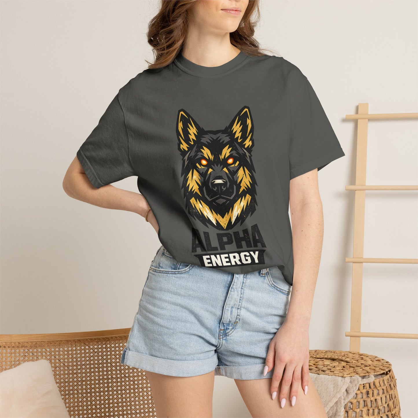 Alpha Energy German Shepherd Head T‑Shirt – Athletic Logo Dog Lover Tee | Bold Working Dog Graphic for Fitness & Streetwear | T‑Shirt