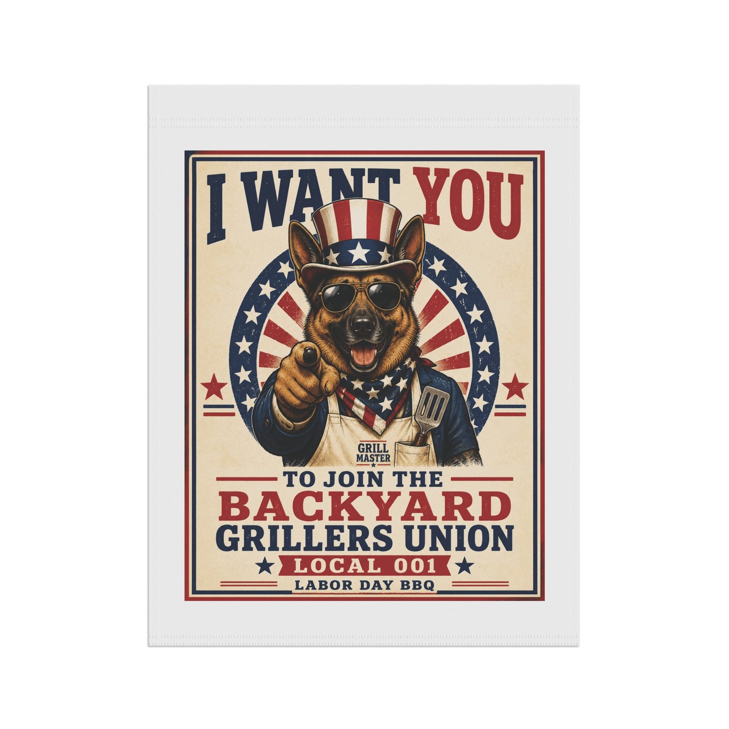 Garden Flag - "I Want You to Join the Backyard Grillers Union" Patriotic BBQ Banner