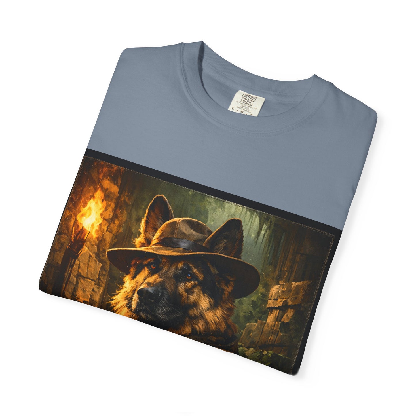 Indy Explorer German Shepherd T‑Shirt – Adventure Dog Lover Tee | Vintage Noir Canine Illustration | Bella Canvas 3001