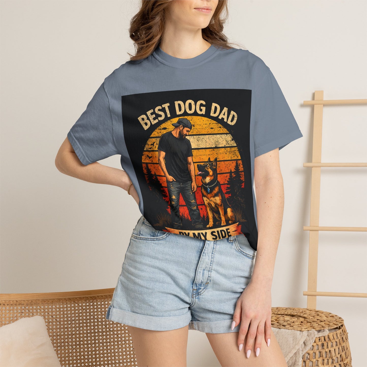 Best Dog Dad by My Side T-Shirt | Dog Lover Father Tee