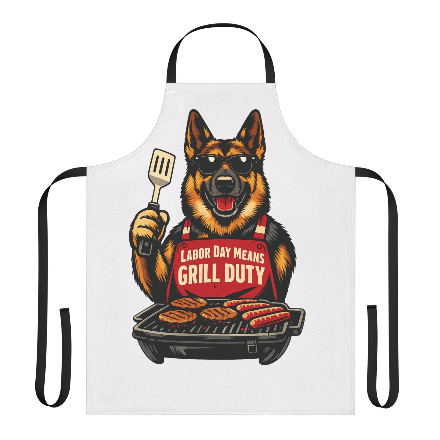 Labor Day Grill Duty Apron — German Shepherd BBQ Cook Apron