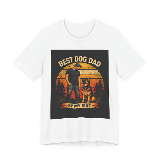 Best Dog Dad by My Side Tee | Man with German Shepherd Vintage Sunset
