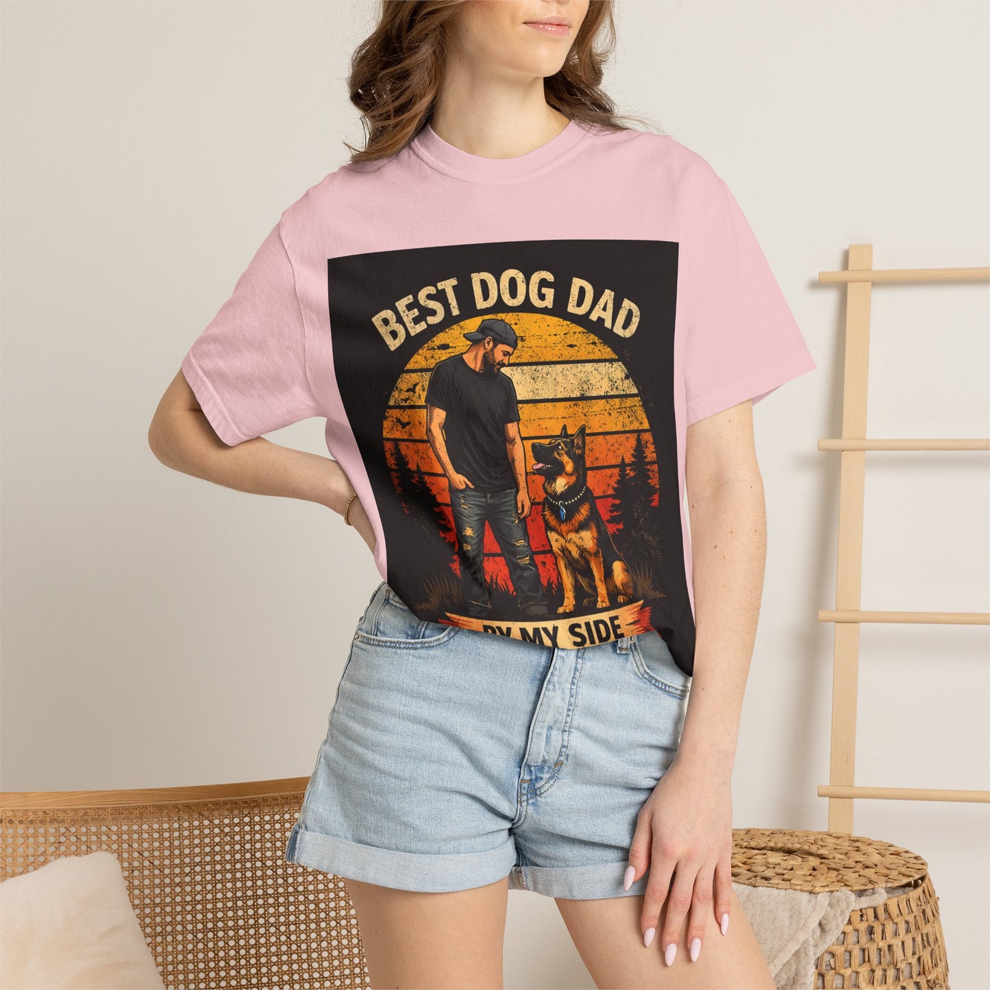 Best Dog Dad by My Side T-Shirt | Dog Lover Father Tee