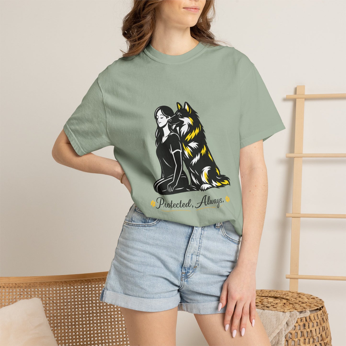 German Shephard and Woman, Guarded Forever, Petite Center Print