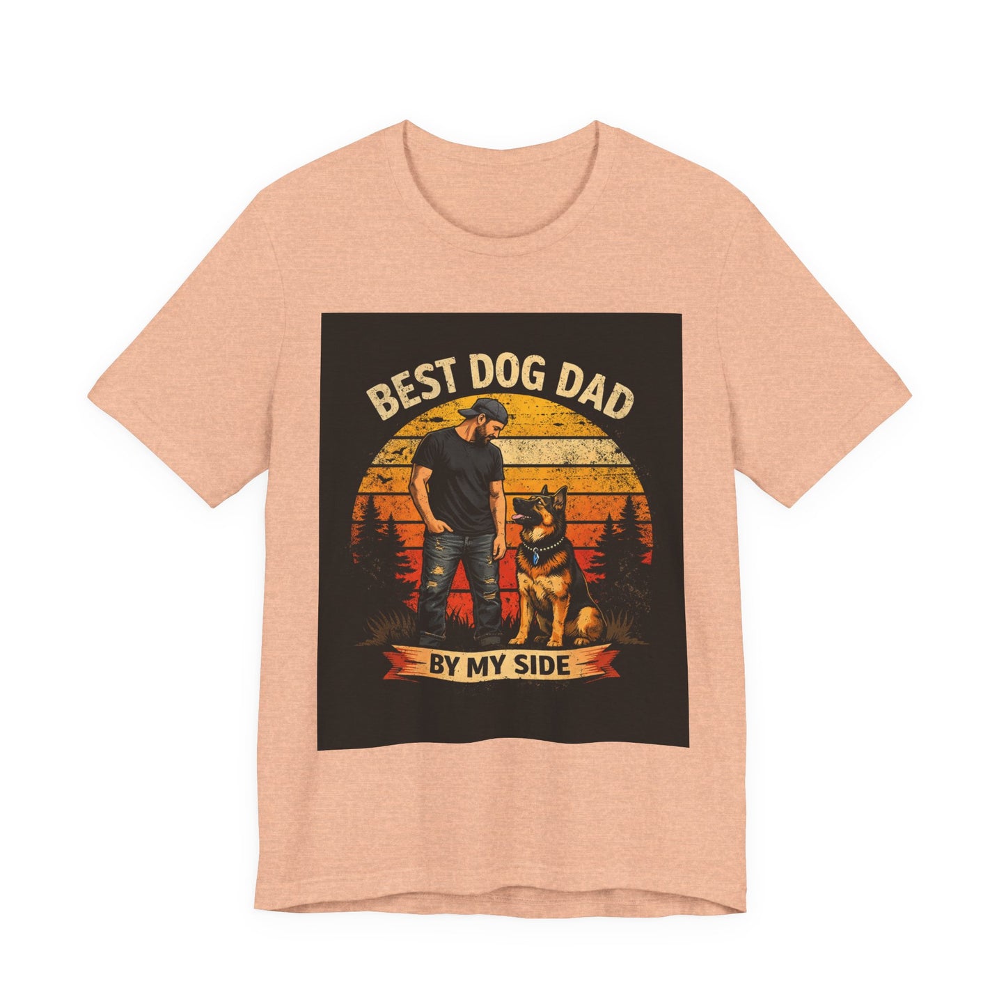 Best Dog Dad by My Side Tee | Man with German Shepherd Vintage Sunset