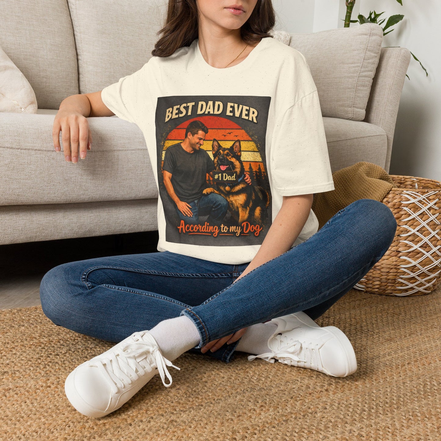 Best Dad Ever According to My Dog Shirt | German Shepherd Father’s Day Gift | Dog Dad Tee | #1 Dad Funny Pet Lover Shirt | Gildan 64000 Softstyle