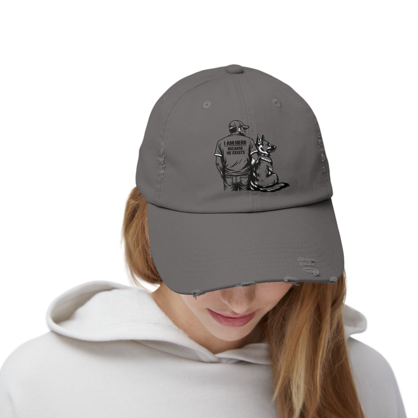 Dad and Dog Distressed Cap — Veteran/First Responder Tribute Hat