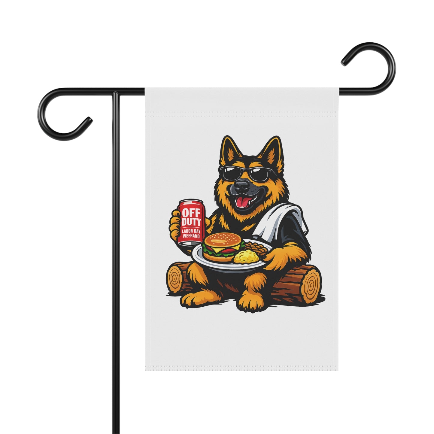 German Shepherd Relaxing Garden Flag — "Off Duty" BBQ Dog House Banner