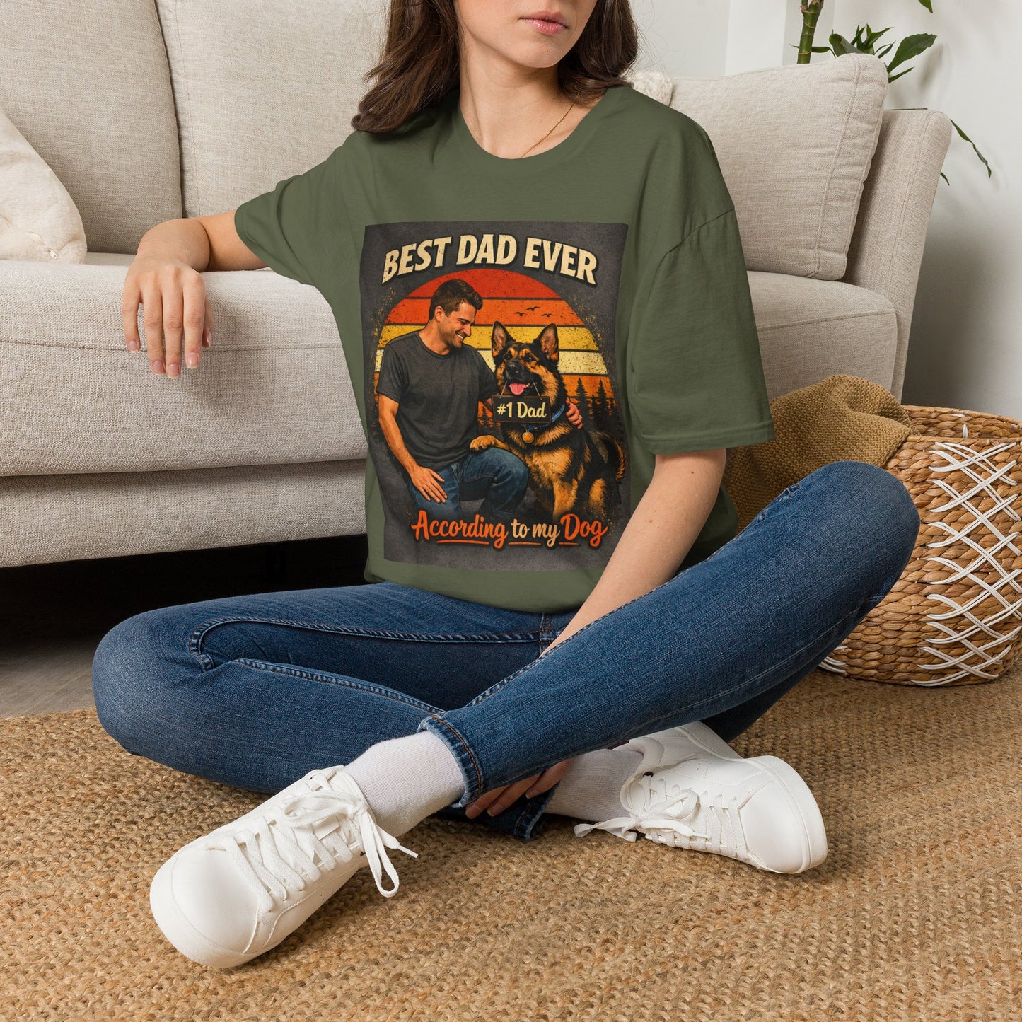 Best Dad Ever According to My Dog Shirt | German Shepherd Father’s Day Gift | Dog Dad Tee | #1 Dad Funny Pet Lover Shirt | Gildan 64000 Softstyle