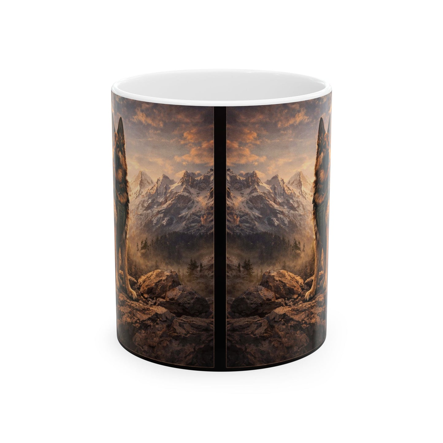 German Shepherd Mountain Sunset Mug | Ceramic Coffee Cup