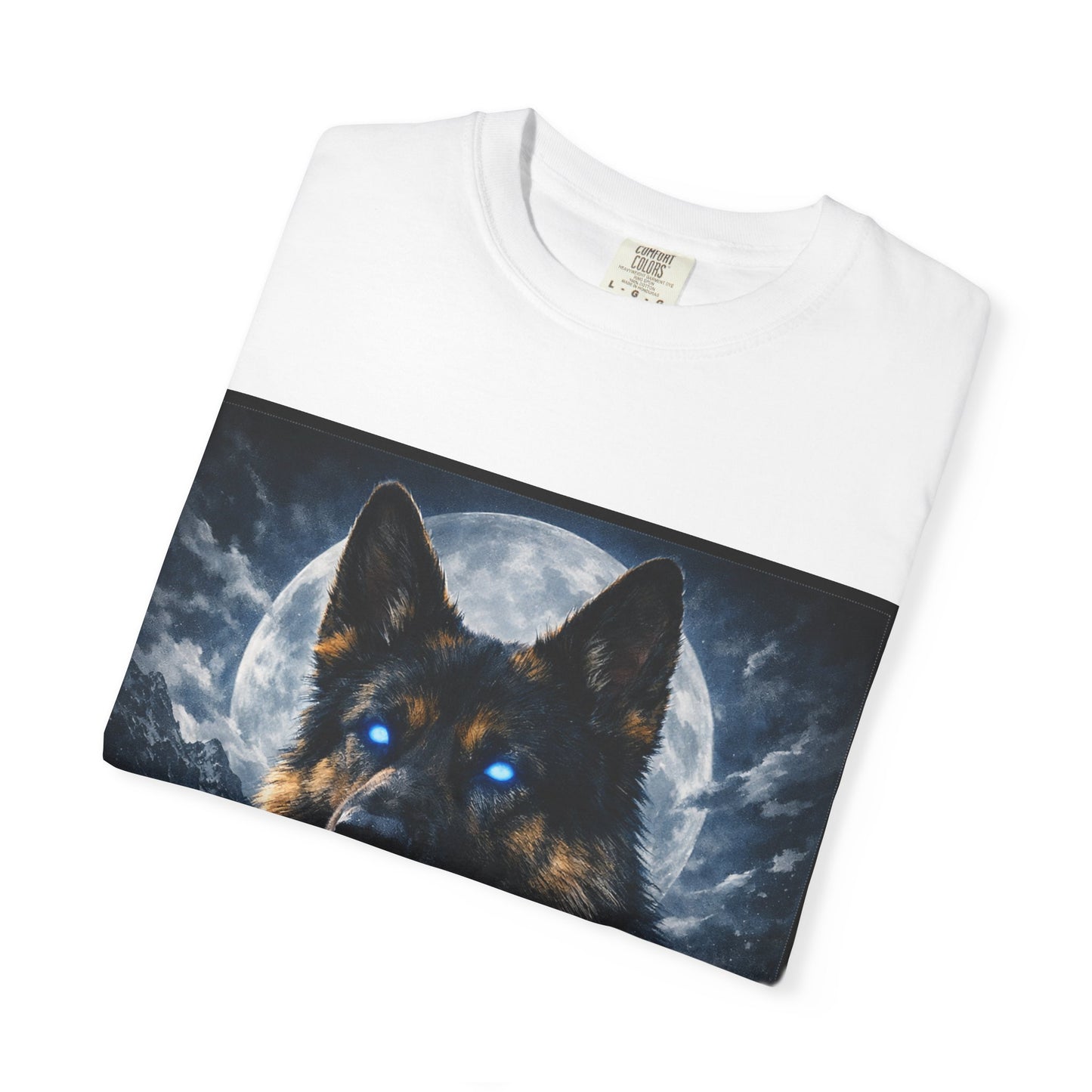 German Shepherd Portrait T-shirt | Dog Art, Night Sky Paw Print