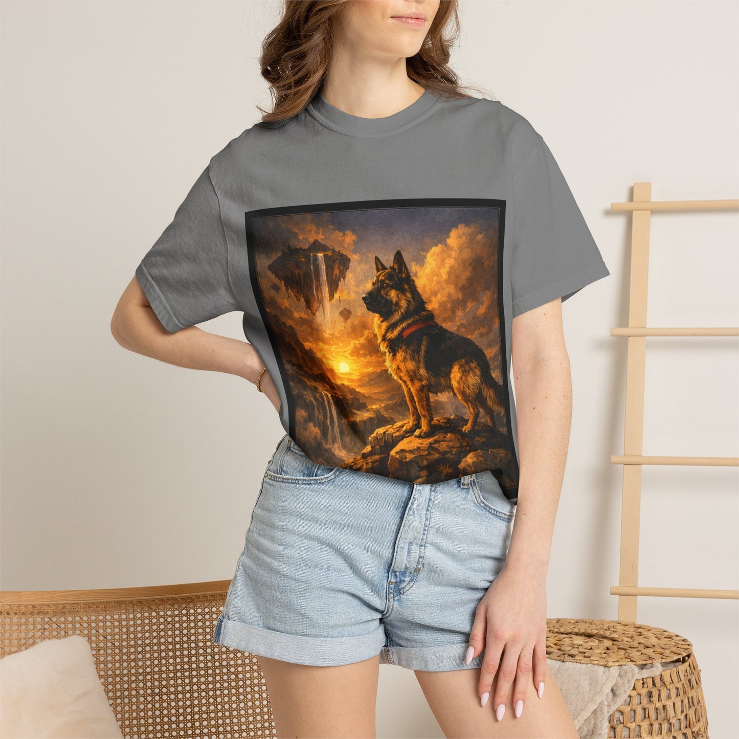 German Shepherd at Sunset T-shirt | Dog Portrait, Epic Landscape