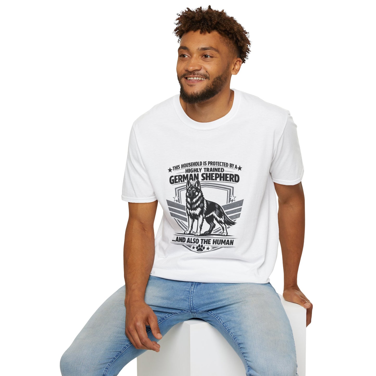 German Shepherd Protector T-Shirt — "This Household Is Protected By A Highly Trained German Shepherd"