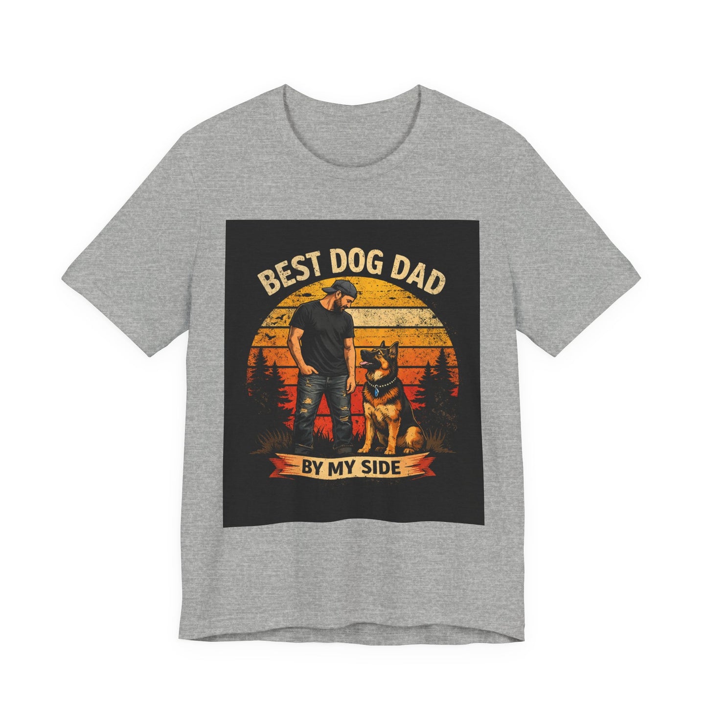 Best Dog Dad by My Side Tee | Man with German Shepherd Vintage Sunset