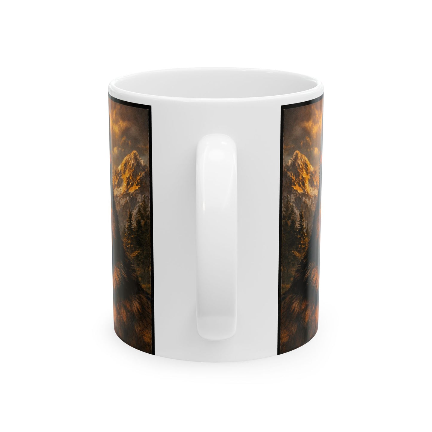 German Shepherd Portrait Mug | Mountain Sunset Landscape, Eagle Silhouette