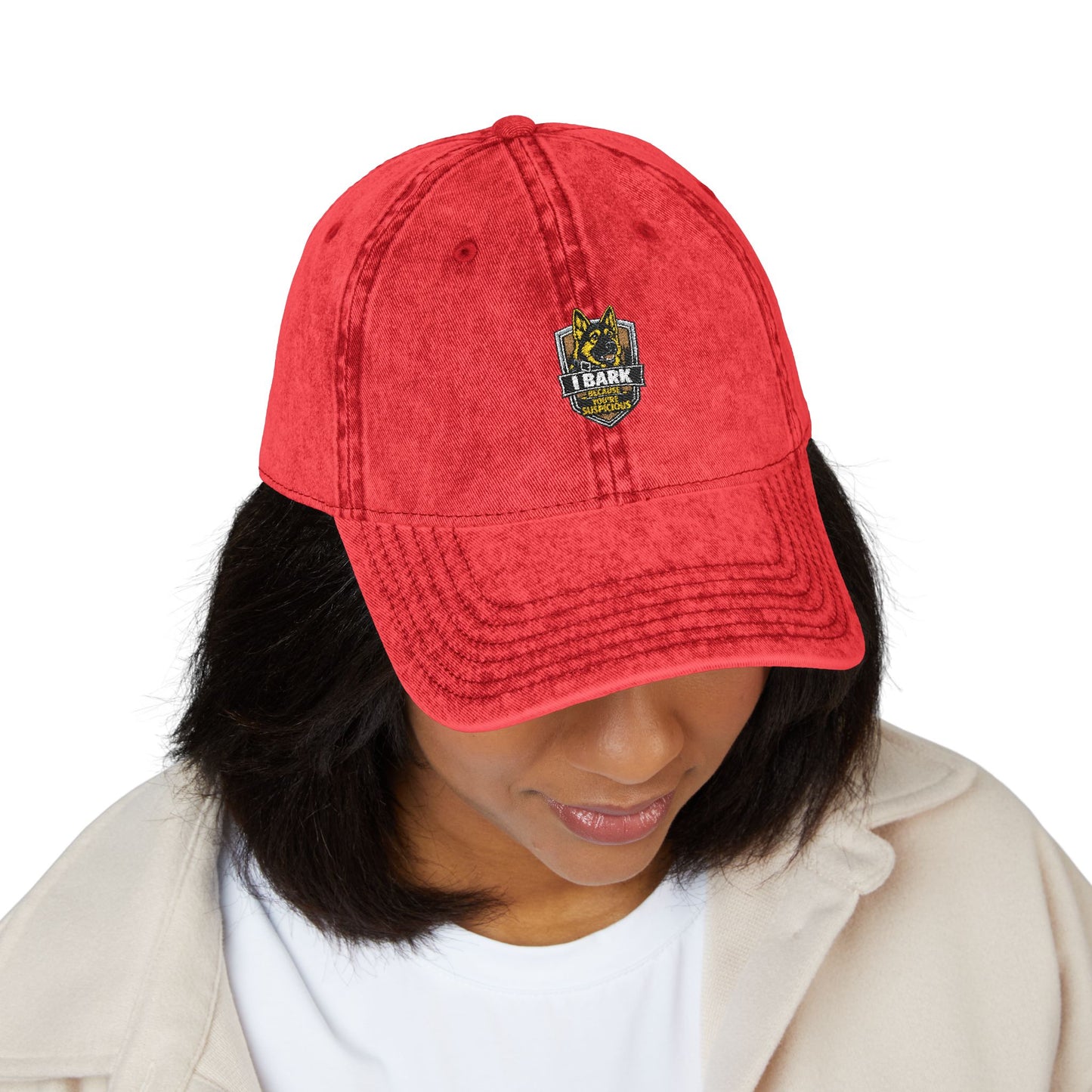 Vintage Embroidered Cap — Distressed Retro Tiger Crest Hat