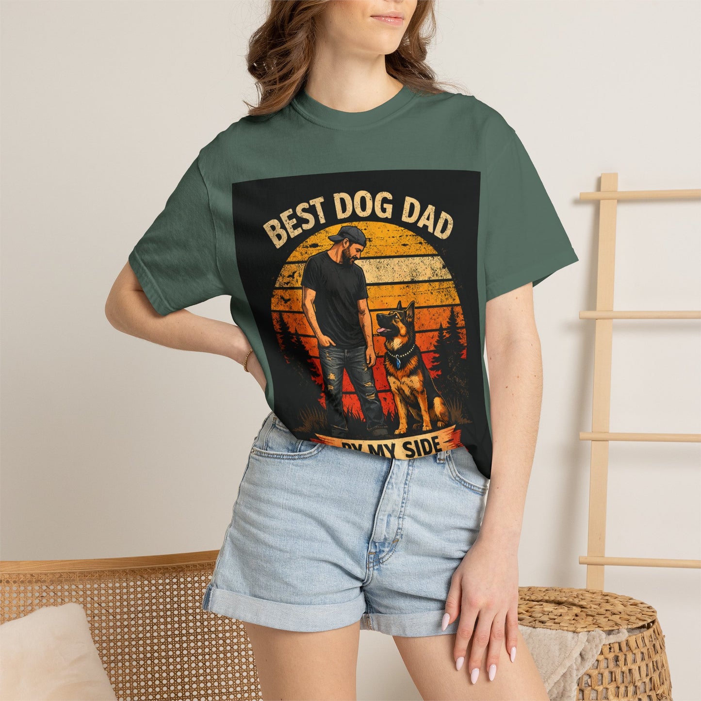 Best Dog Dad by My Side T-Shirt | Dog Lover Father Tee