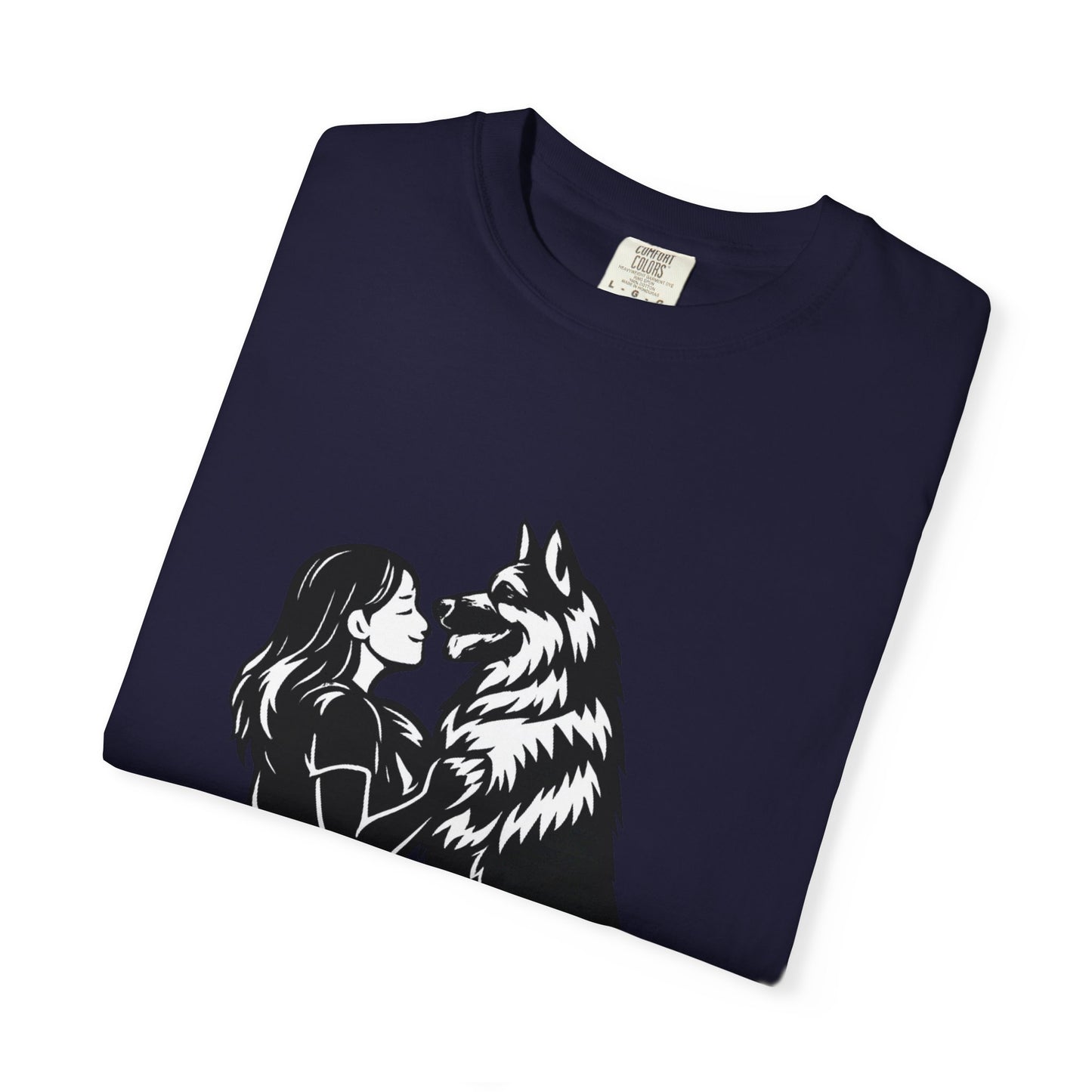 Girl and German Shepherd Illustration T-Shirt | My Heart Walks on Four Paws