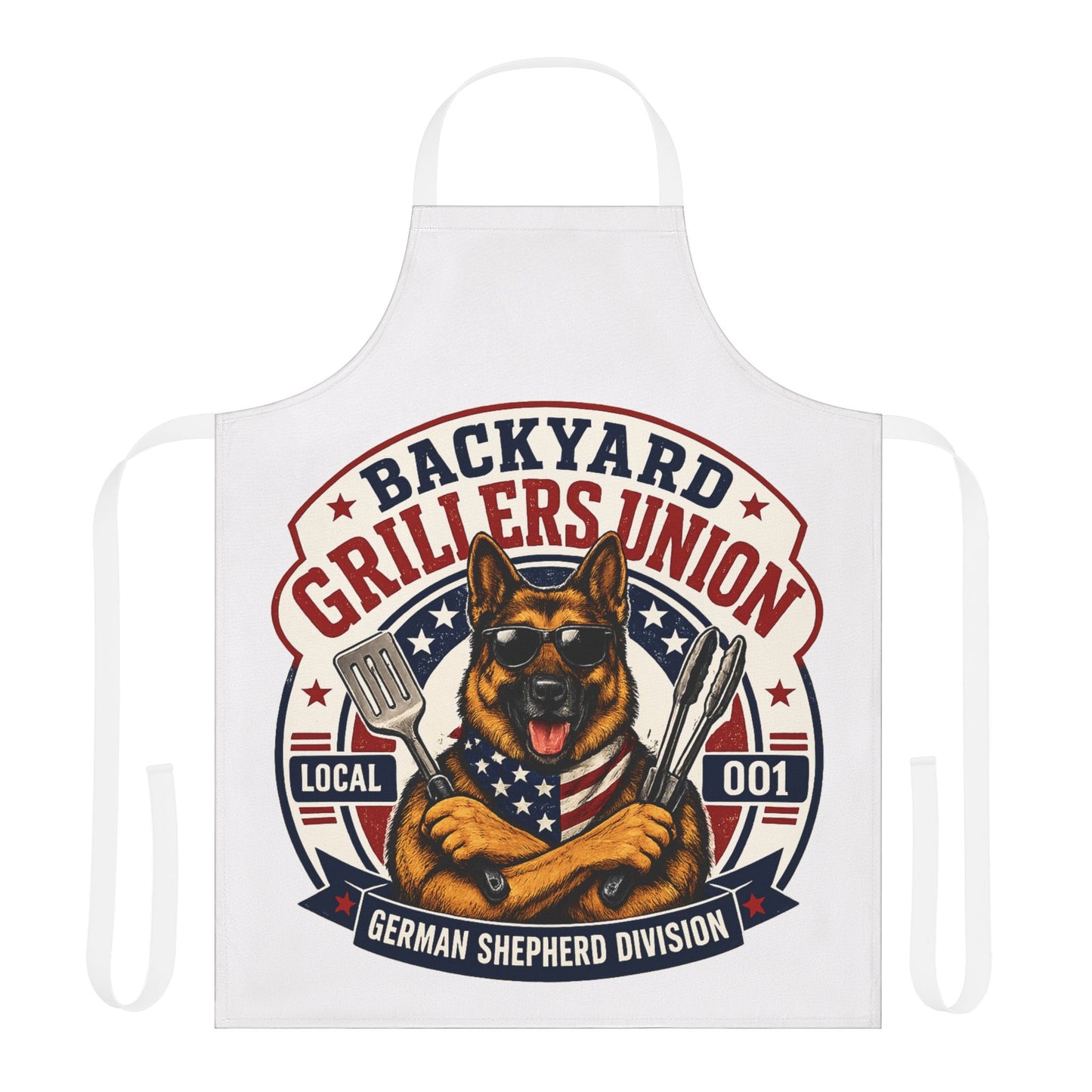 Backyard Grillers Union German Shepherd Apron — Patriotic BBQ Chef Gift