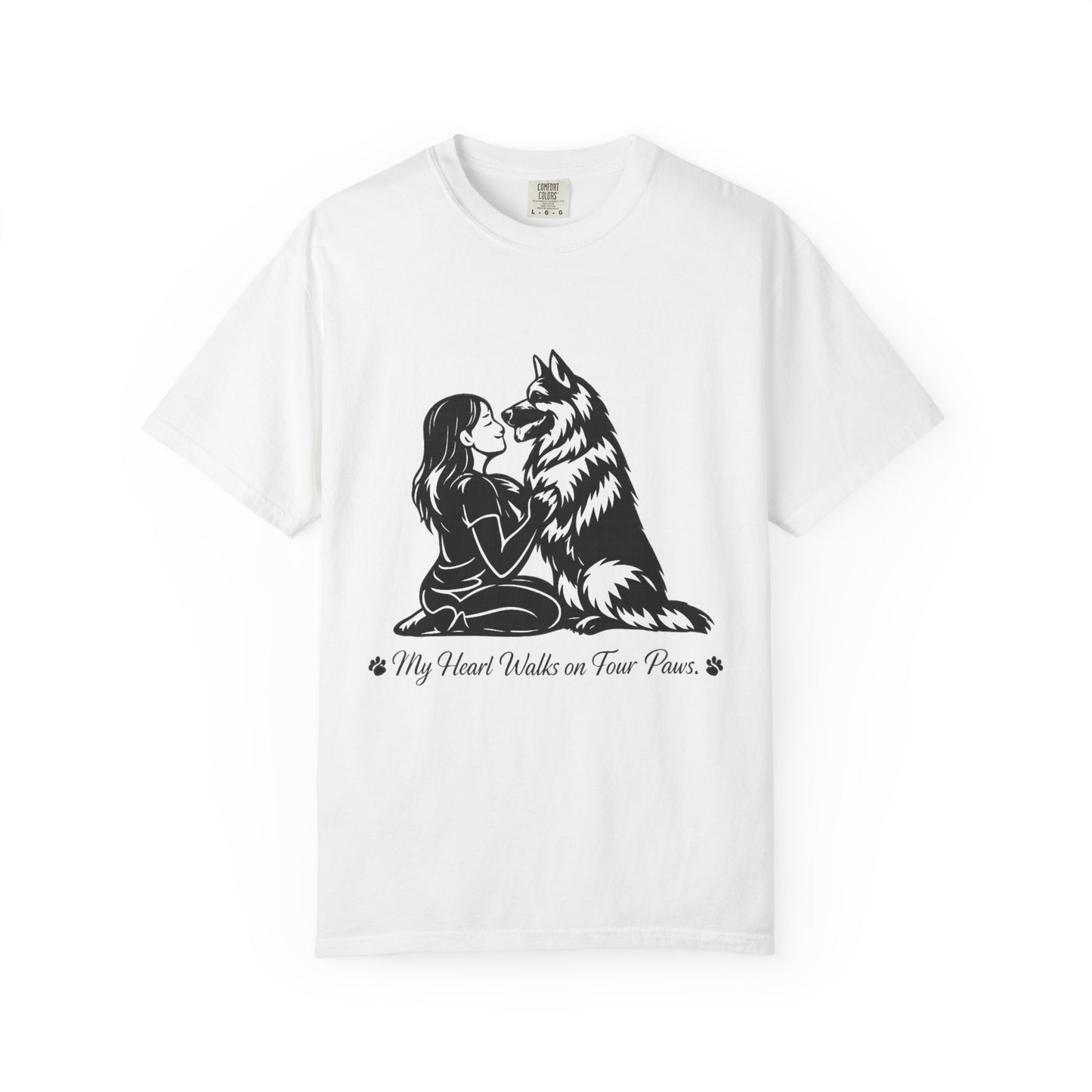 Girl and German Shepherd Illustration T-Shirt | My Heart Walks on Four Paws