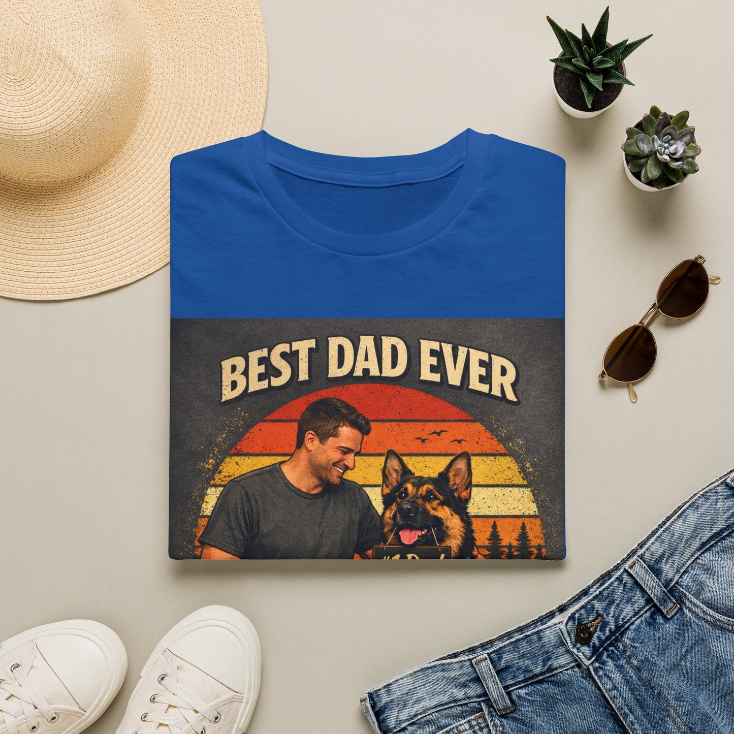 Best Dad Ever According to My Dog Shirt | German Shepherd Father’s Day Gift | Dog Dad Tee | #1 Dad Funny Pet Lover Shirt | Gildan 64000 Softstyle