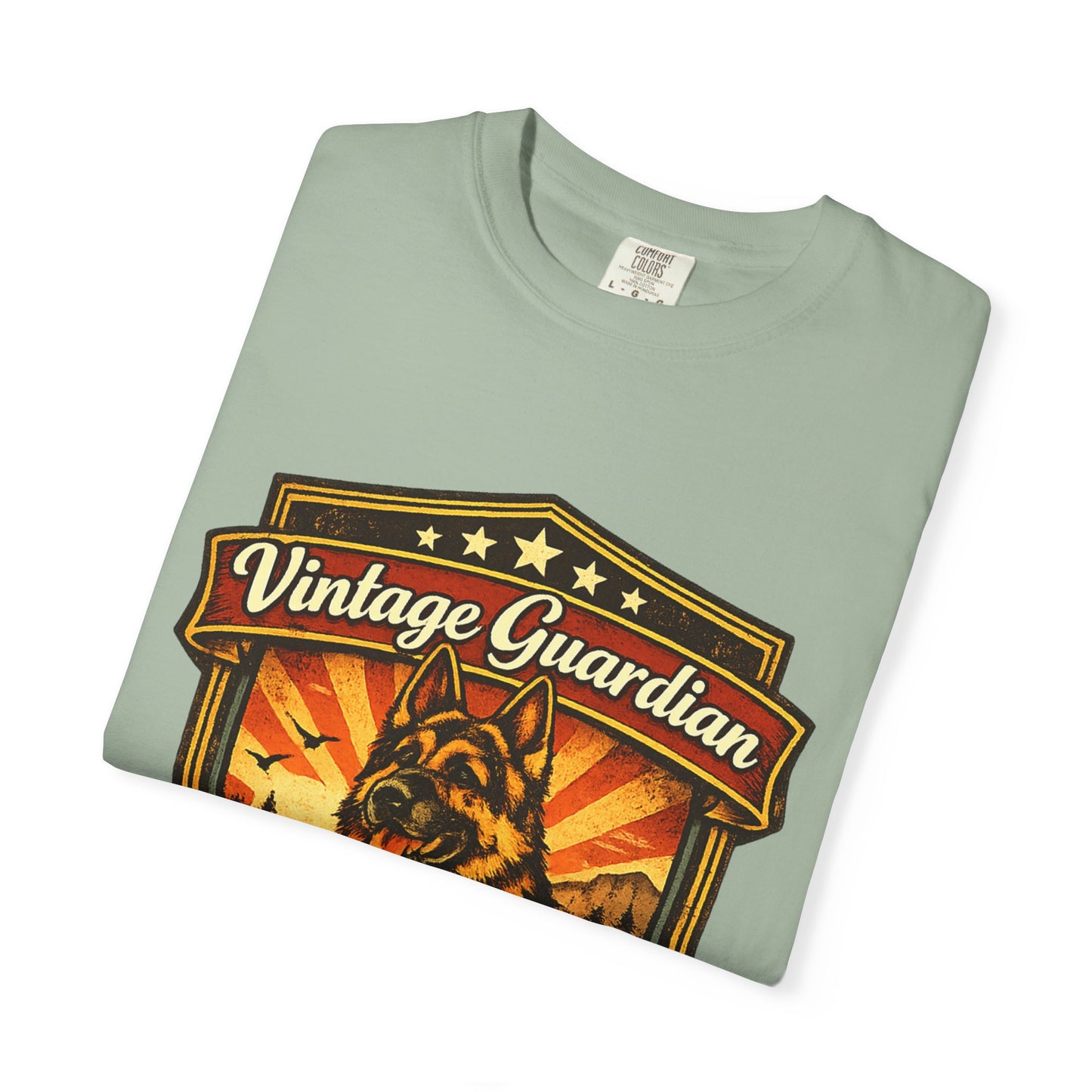 Vintage Guardian German Shepherd T-Shirt | Dog Badge Shield Design