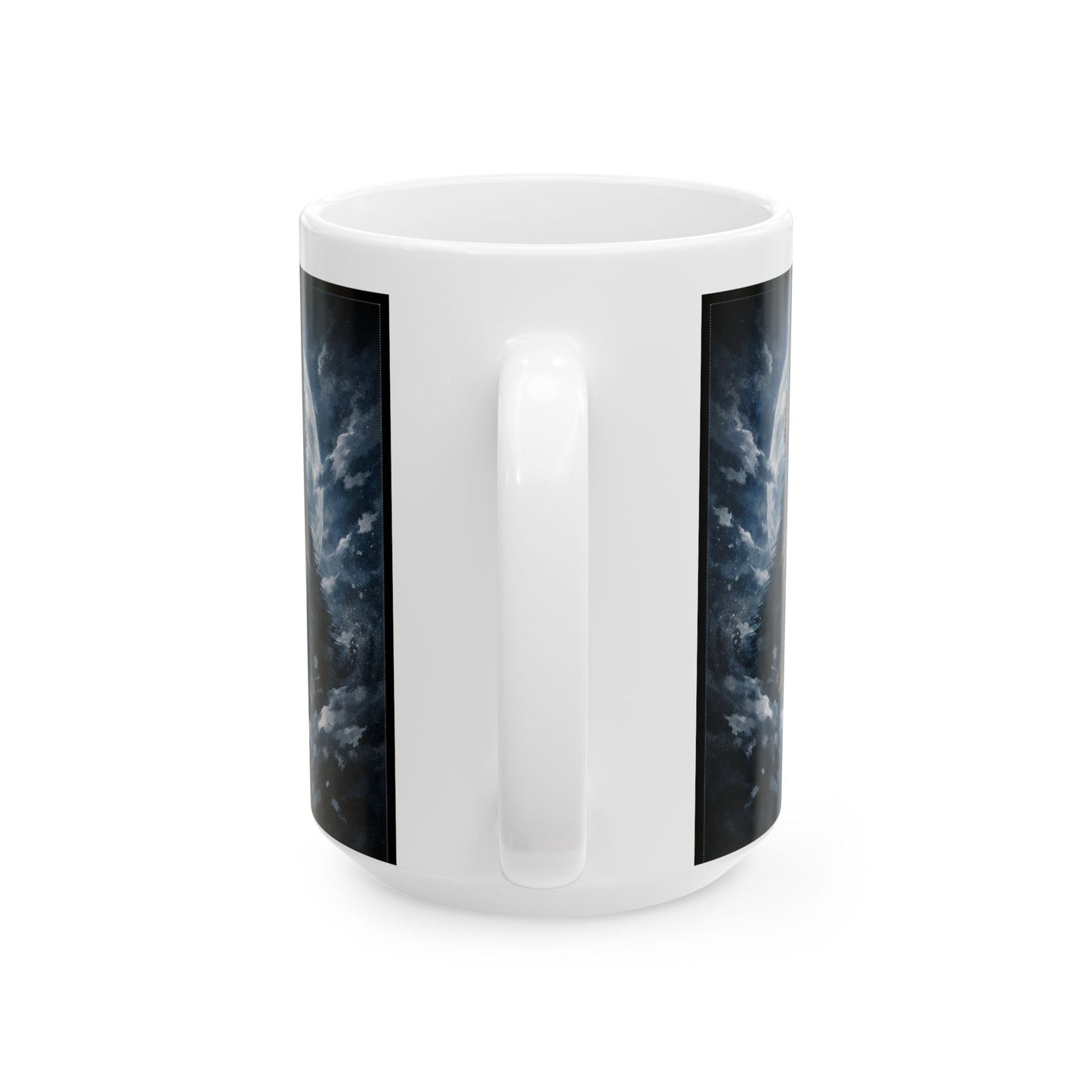 German Shepherd with Blue Eyes Mug | Full Moon Night Ceramic Mug (11oz, 15oz)