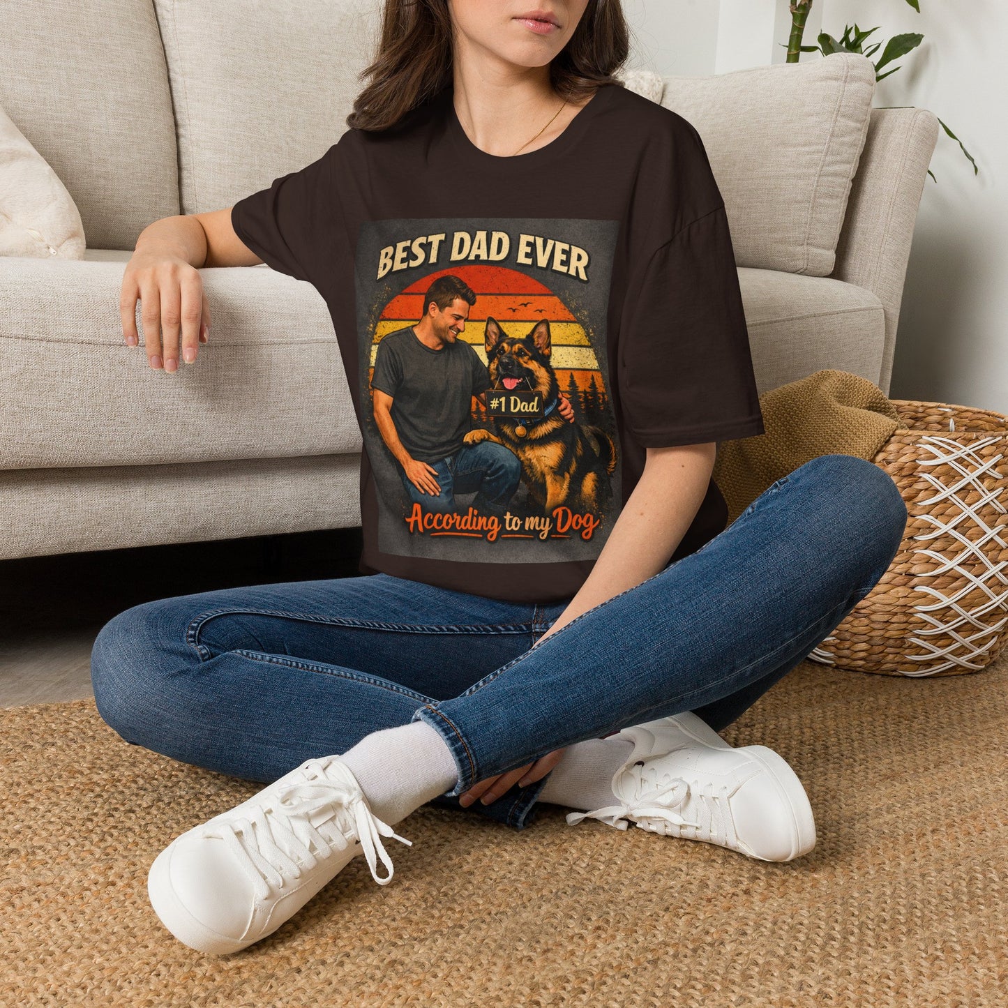 Best Dad Ever According to My Dog Shirt | German Shepherd Father’s Day Gift | Dog Dad Tee | #1 Dad Funny Pet Lover Shirt | Gildan 64000 Softstyle