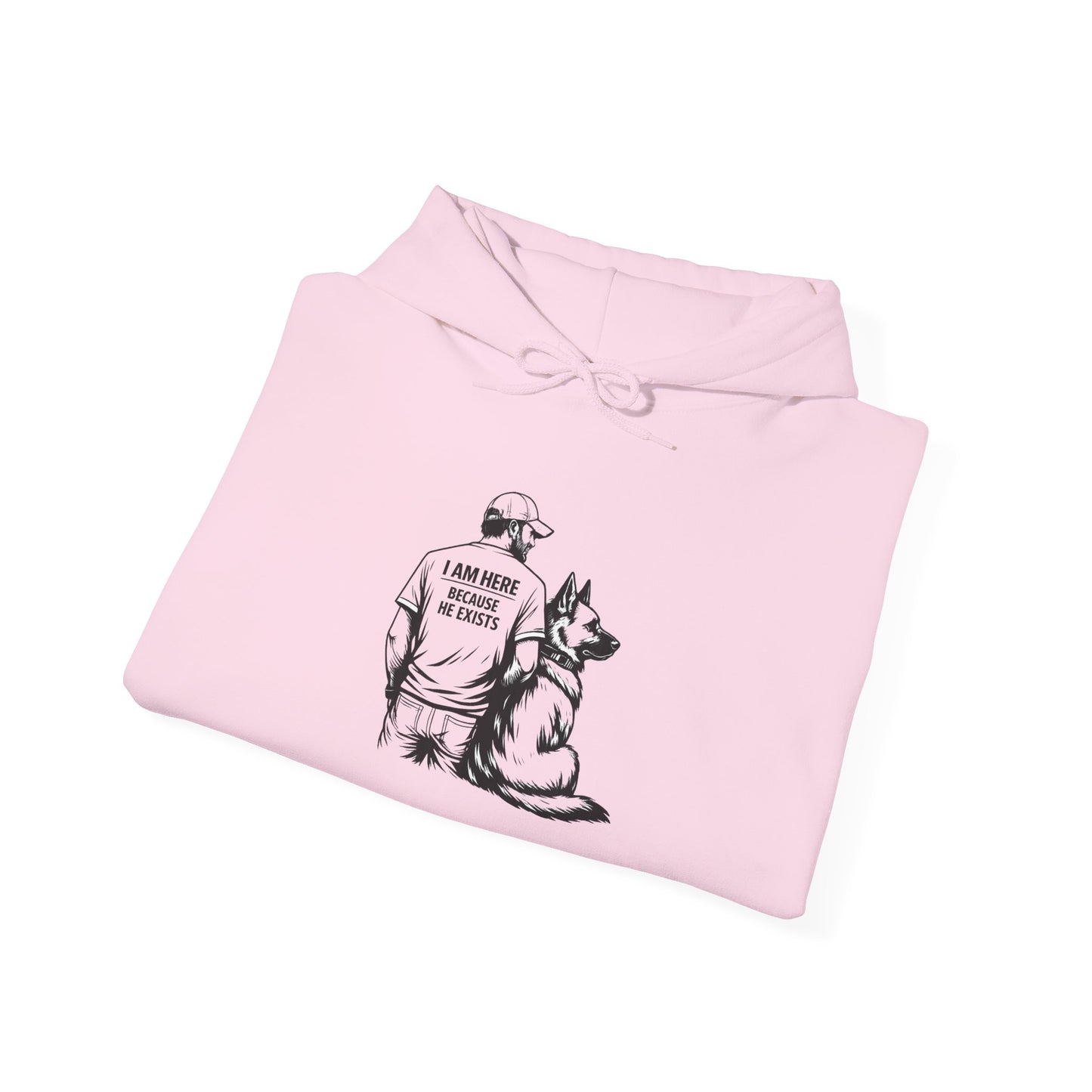 Hoodie — I Am My Dog’s Human Graphic Pullover (Man with German Shepherd)