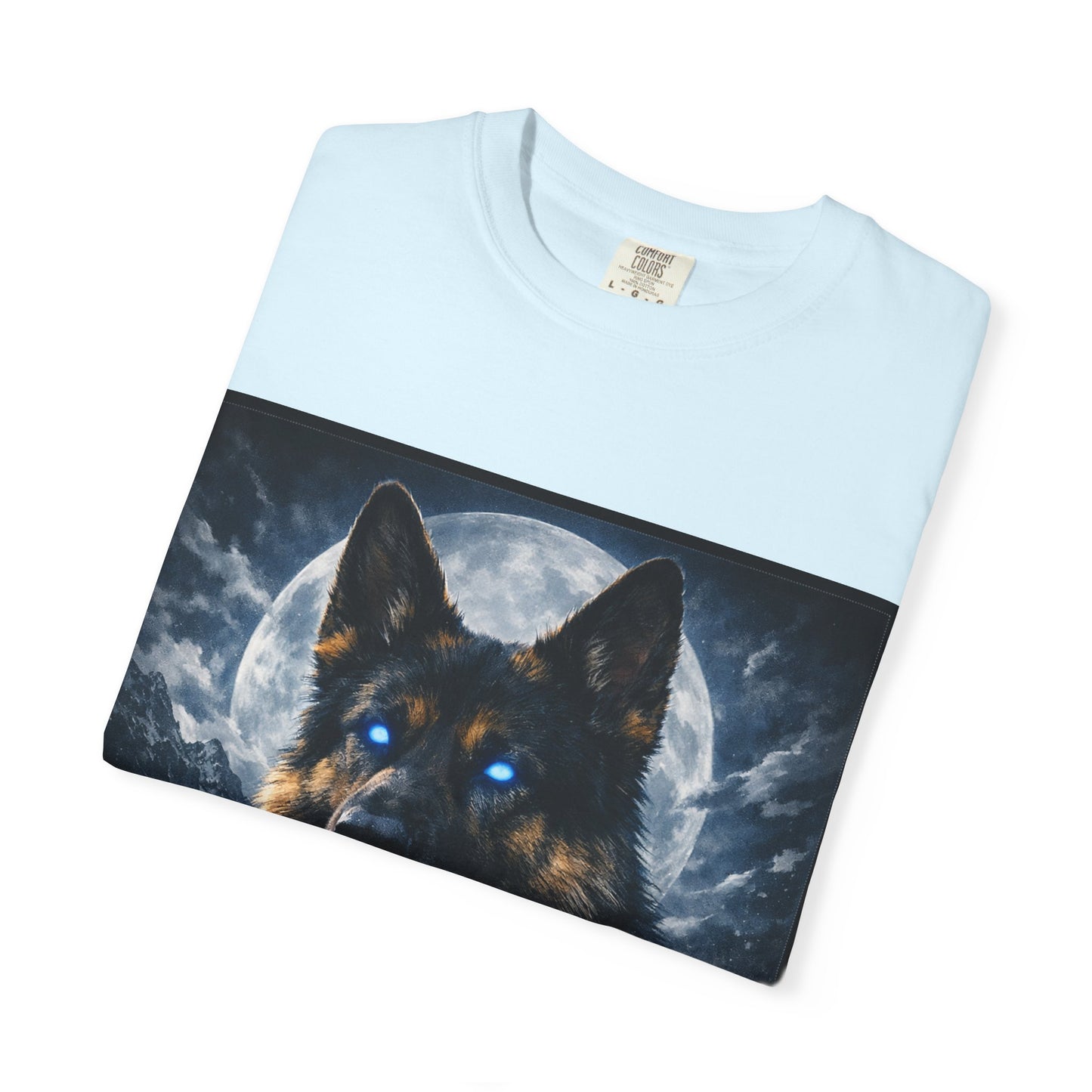 German Shepherd Portrait T-shirt | Dog Art, Night Sky Paw Print