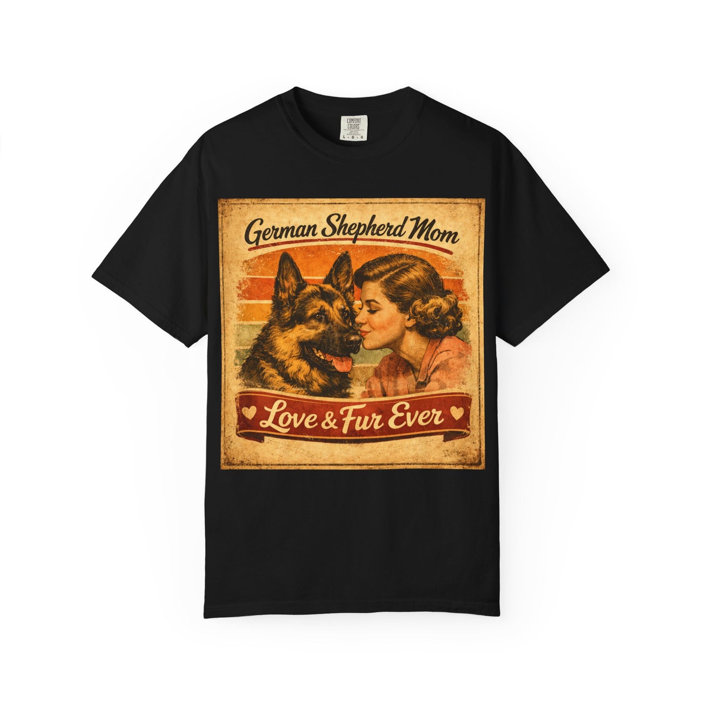 German Shepherd Mom Love & Fur Ever T-shirt | Vintage Dog Mom Tee
