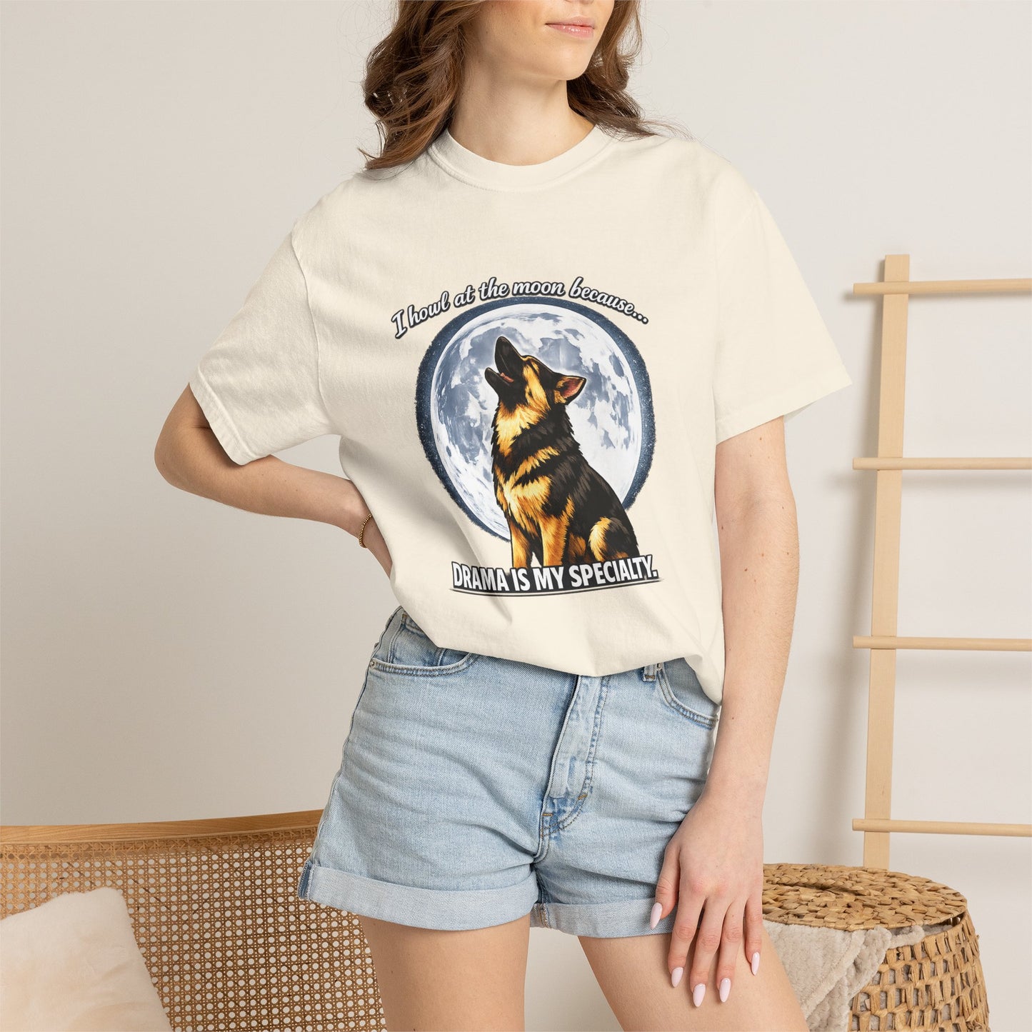 Howl at the Moon German Shepherd T-Shirt | Drama's My Specialty