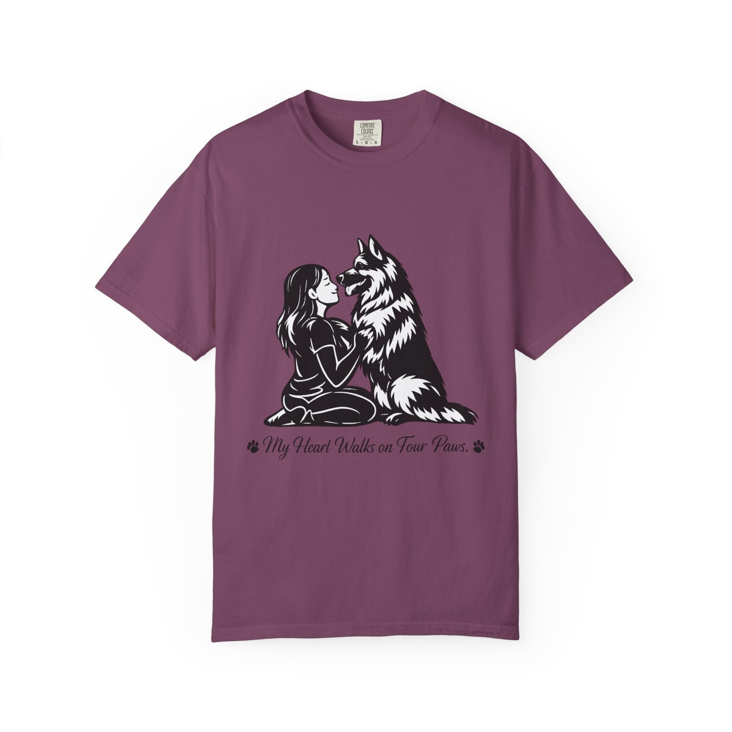 Girl and German Shepherd Illustration T-Shirt | My Heart Walks on Four Paws