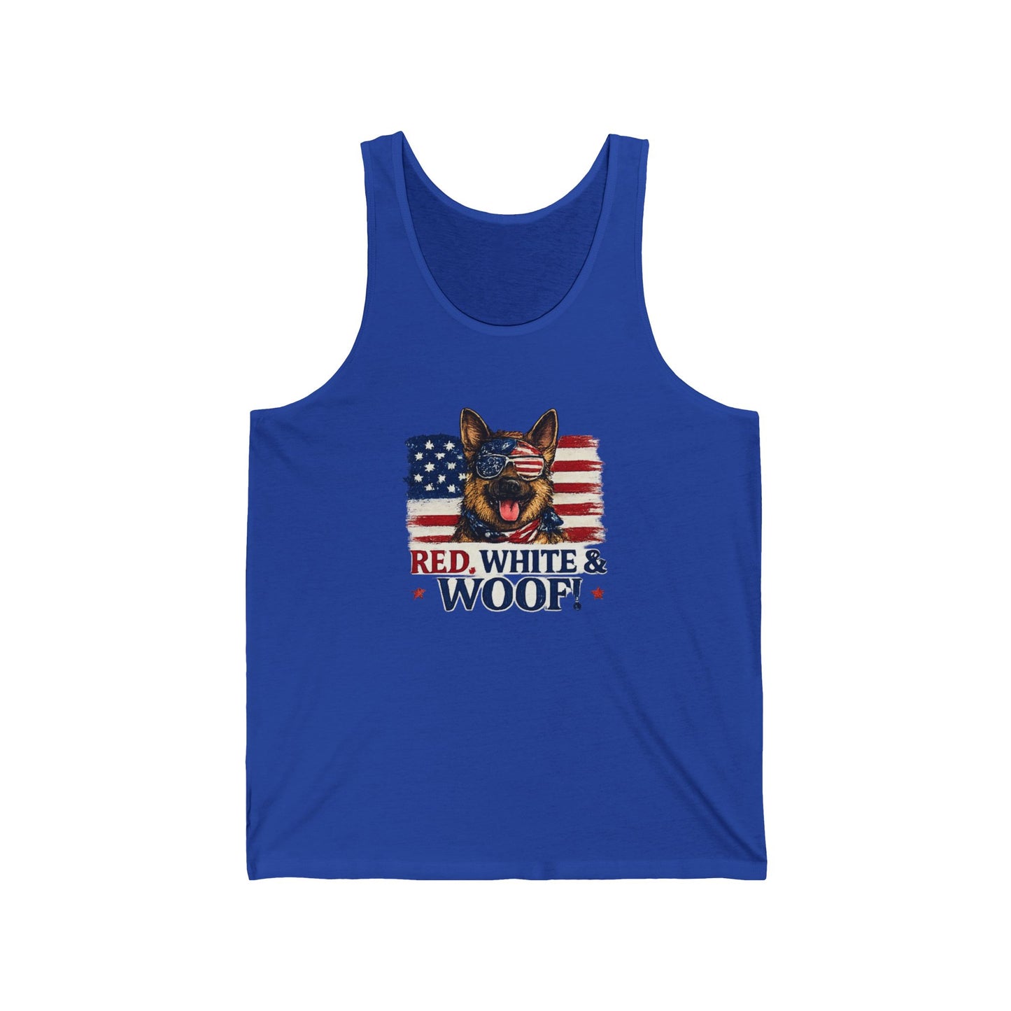 Red, White & Woof! Dog Face with American Flag Tank