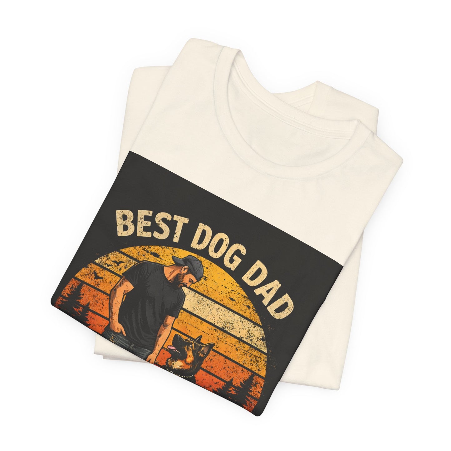 Best Dog Dad by My Side Tee | Man with German Shepherd Vintage Sunset