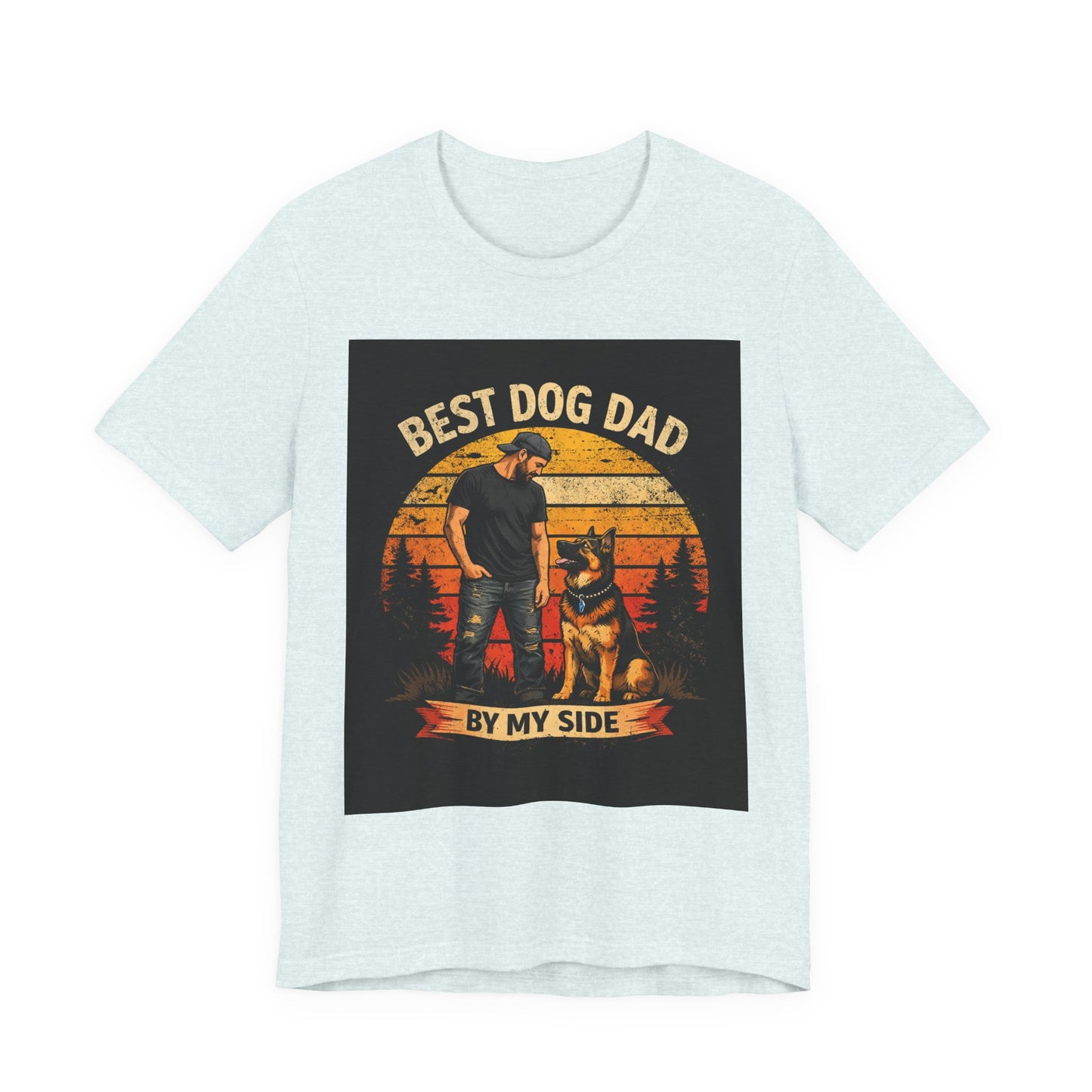 Best Dog Dad by My Side Tee | Man with German Shepherd Vintage Sunset
