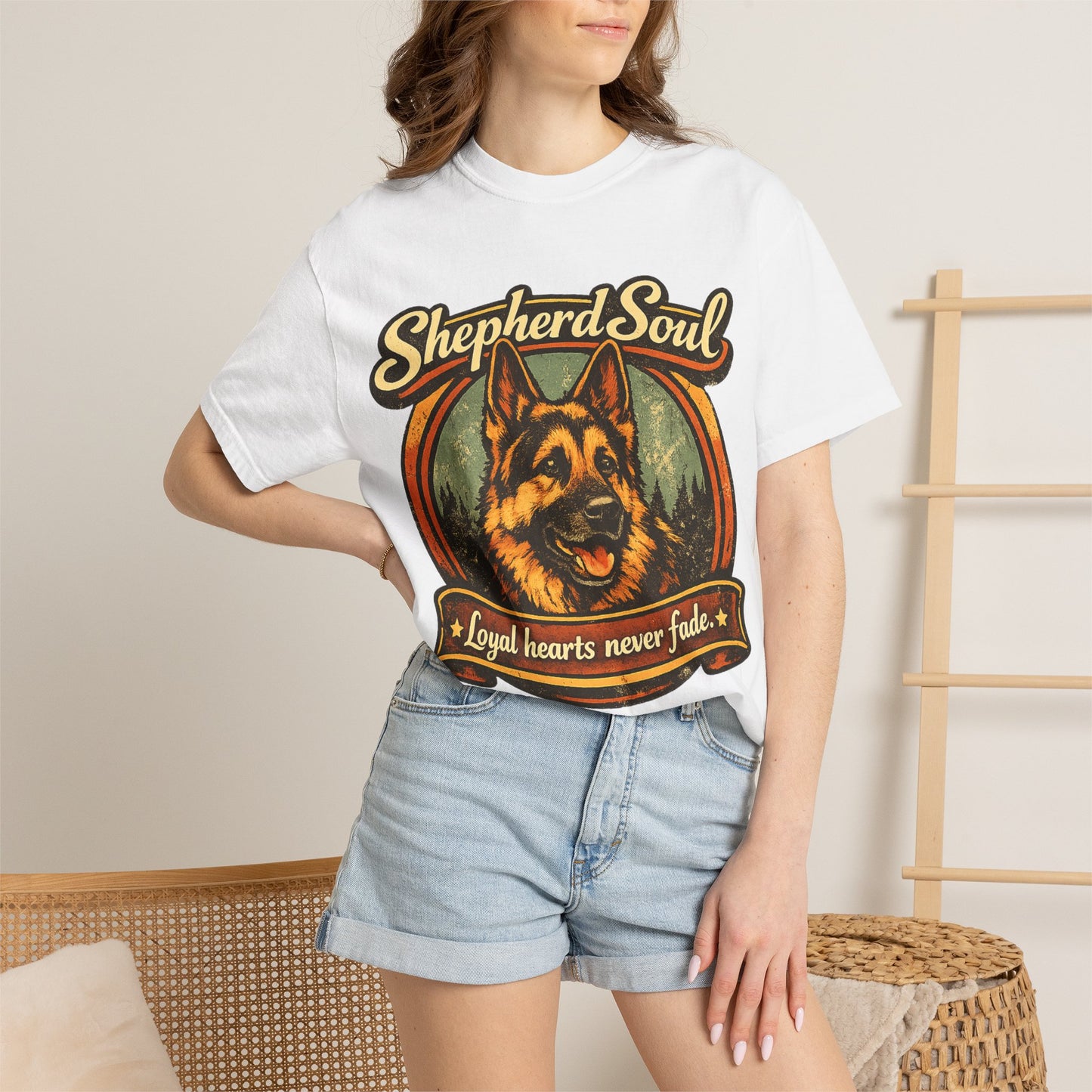 Shepherd Soul German Shepherd Portrait T-Shirt | Loyal Hearts Never Fade