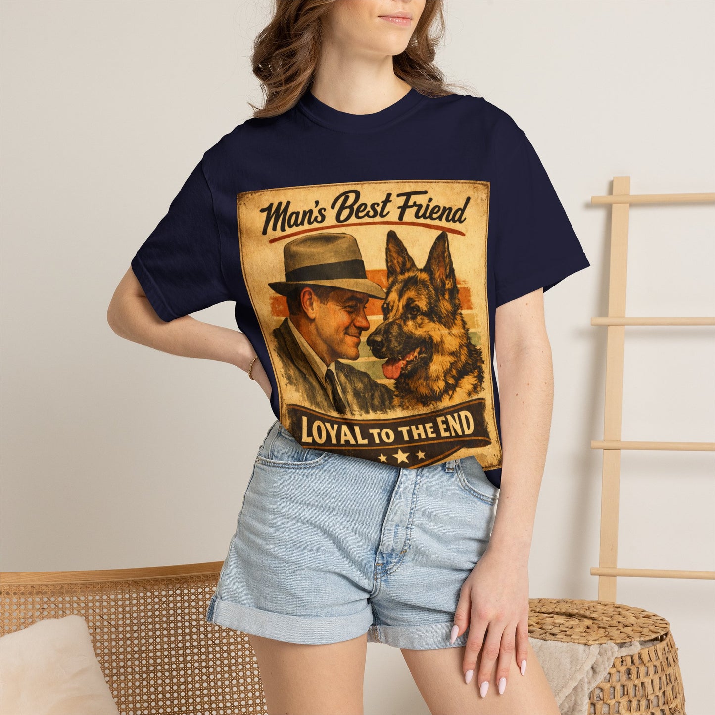 Man's Best Friend Loyal to the End T-shirt | Retro Dog Vintage Poster