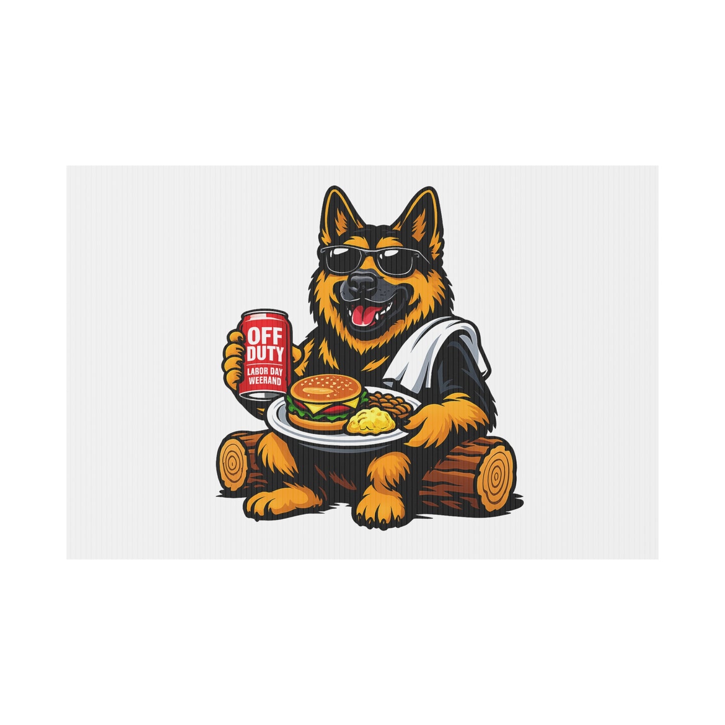 Yard Sign - Relaxing German Shepherd BBQ Design ("Off Duty")
