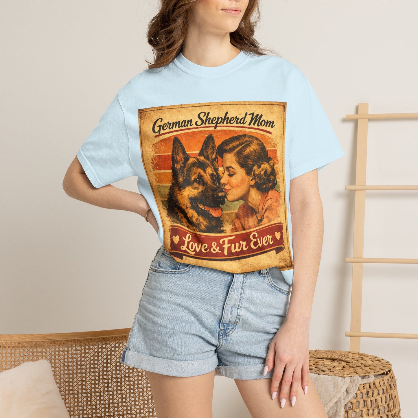 German Shepherd Mom Love & Fur Ever T-shirt | Vintage Dog Mom Tee