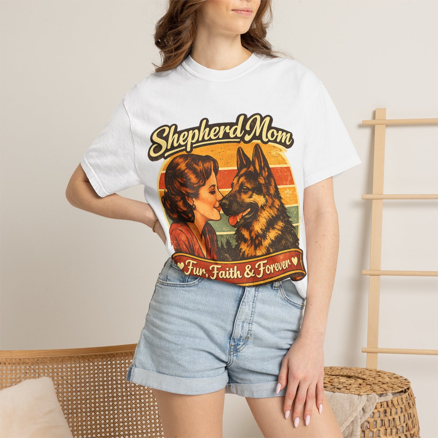 Shepherd Mom Vintage Portrait T-Shirt | German Shepherd Mom Tee