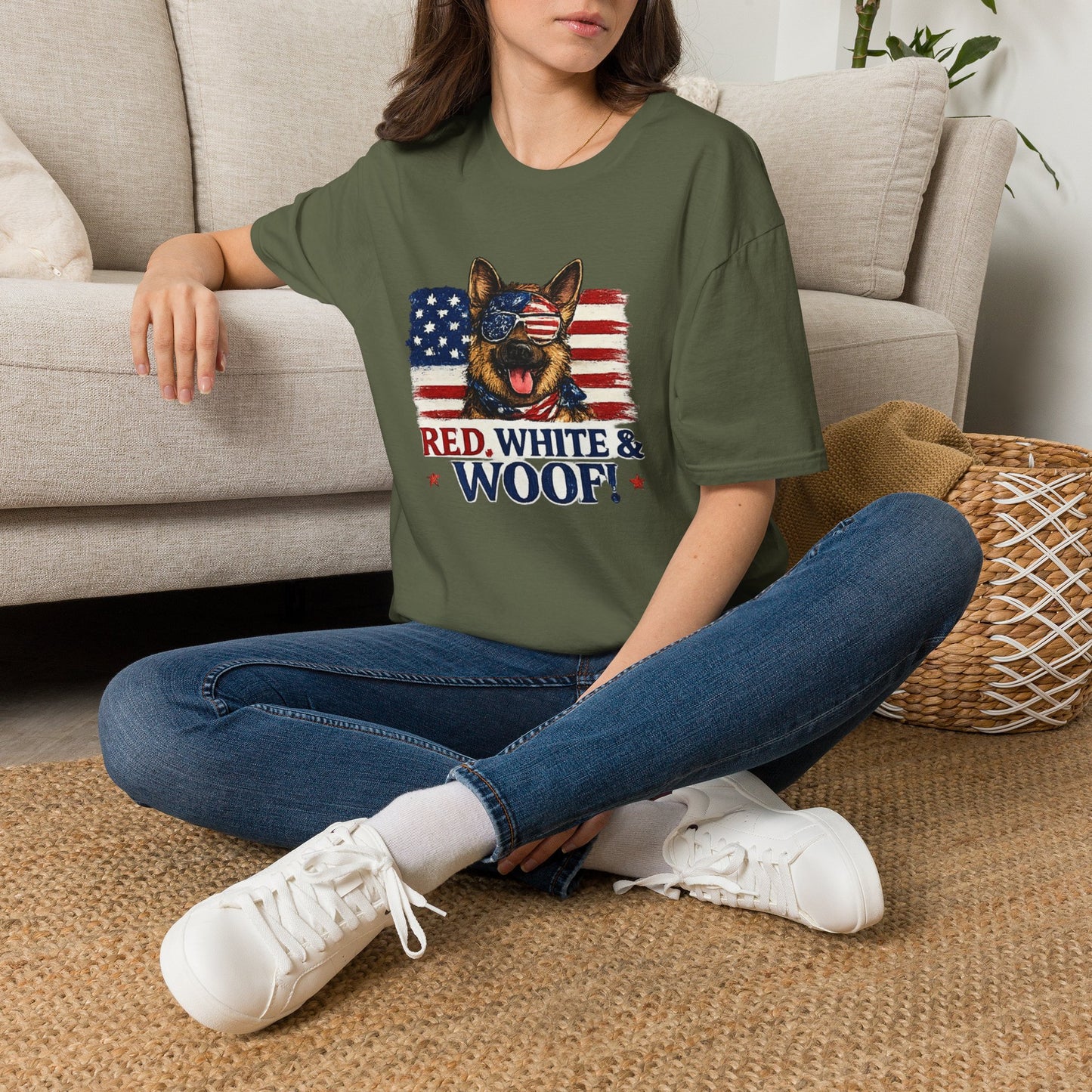 Patriotic German Shepherd Graphic T-Shirt | American Flag Dog Tee
