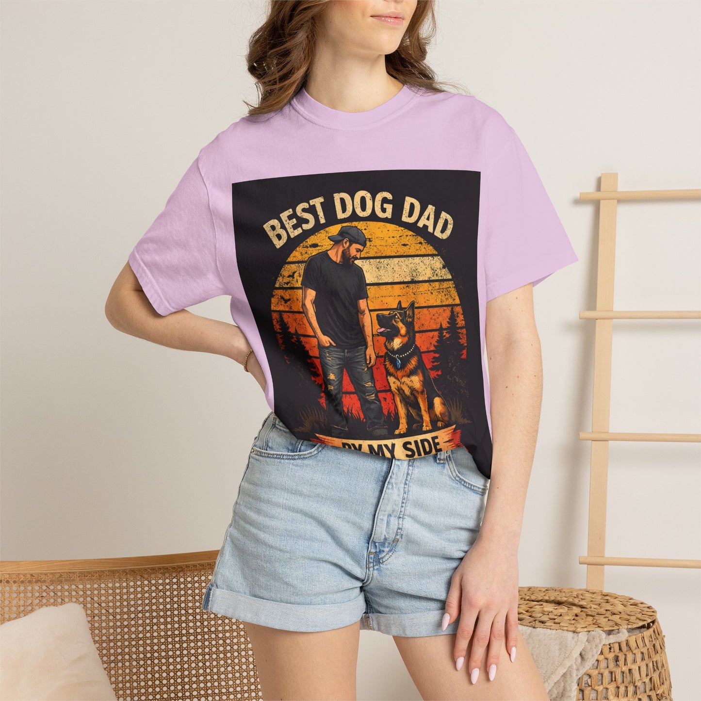 Best Dog Dad by My Side T-Shirt | Dog Lover Father Tee