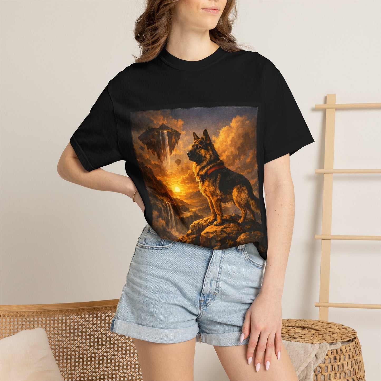 German Shepherd at Sunset T-shirt | Dog Portrait, Epic Landscape
