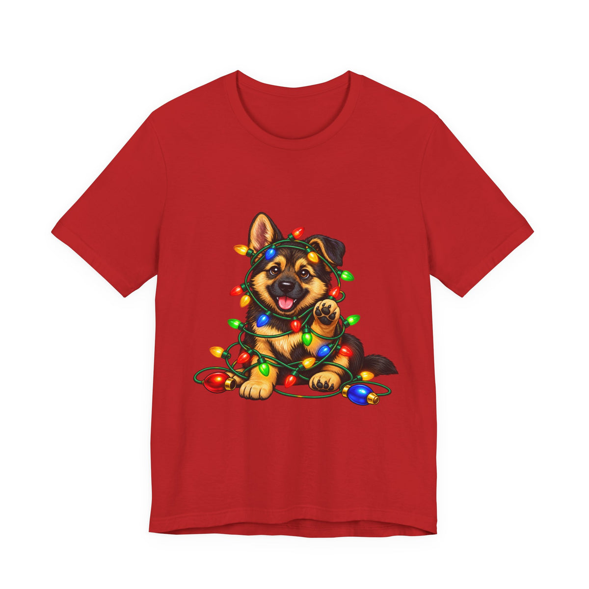 German Shepherd Christmas Shirt, Christmas Lights Puppy Tee, Gift for German Shepherd Lovers